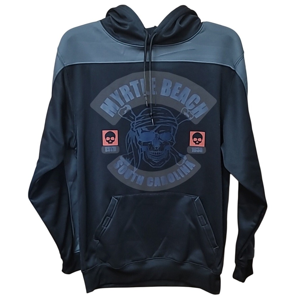 Badger Sport Men‎ Pirate Myrtle Beach S Carolina Y2K Skeleton Hooded Sweatshirt